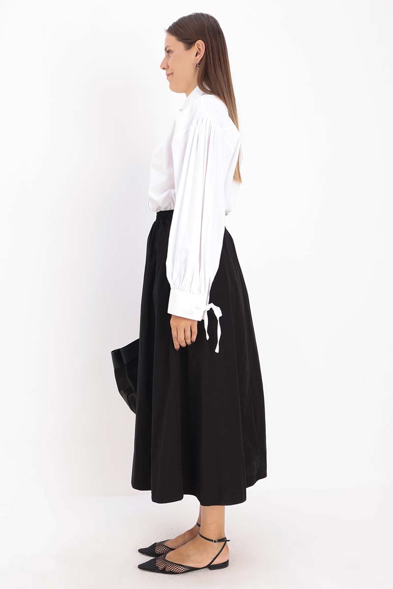 100% Cotton Lining Flared Skirt with Elastic Waist