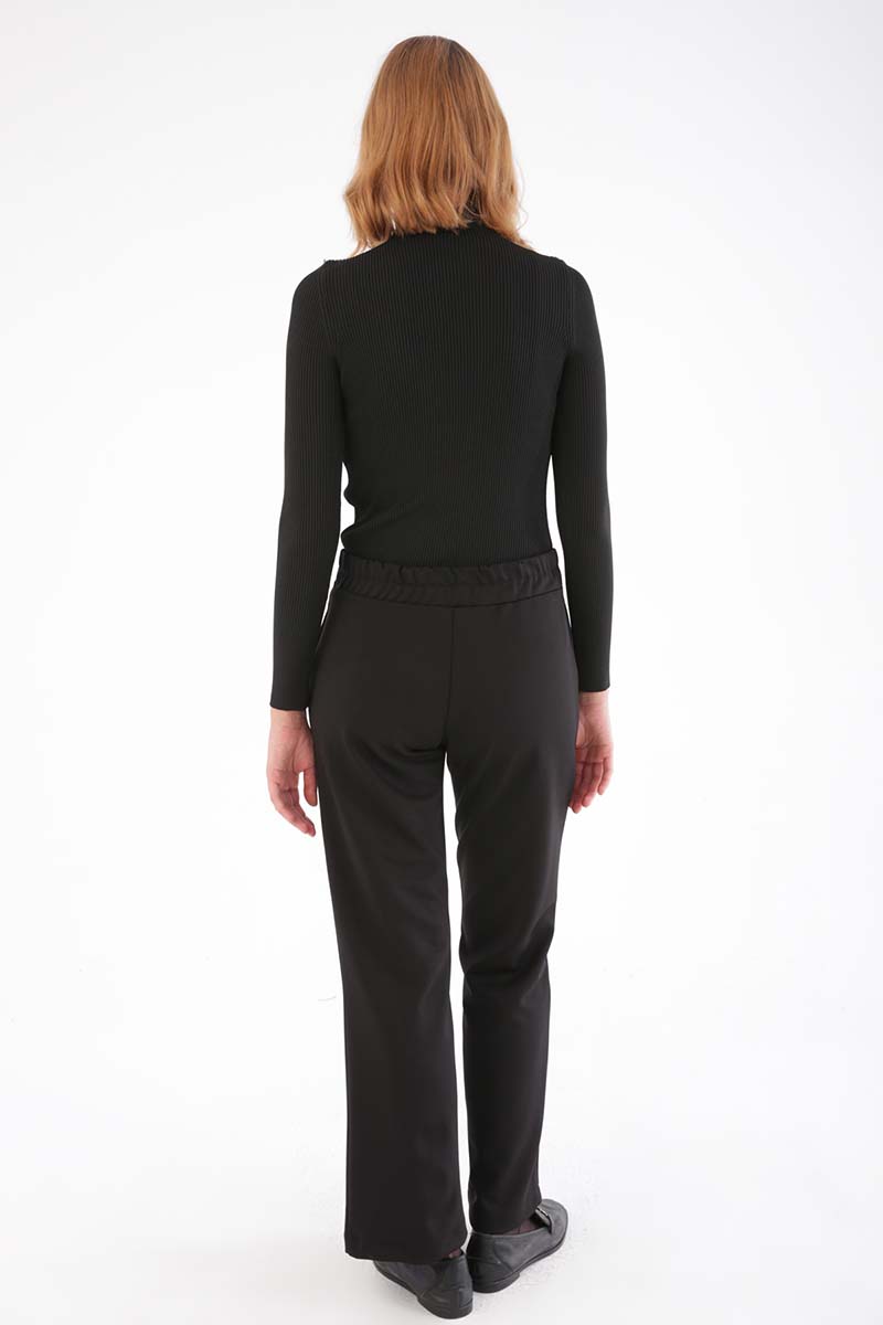 Elastic Back Wide Leg Pocket Trousers