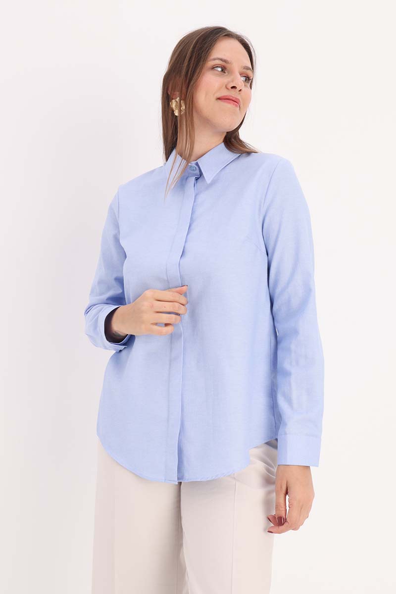 Basic Hidden Button Shirt 