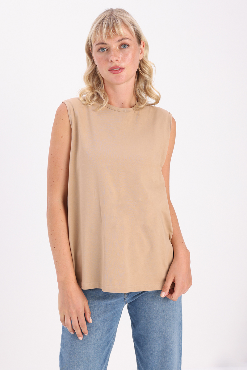 Crew Neck Sleeveless Cotton T-shirt