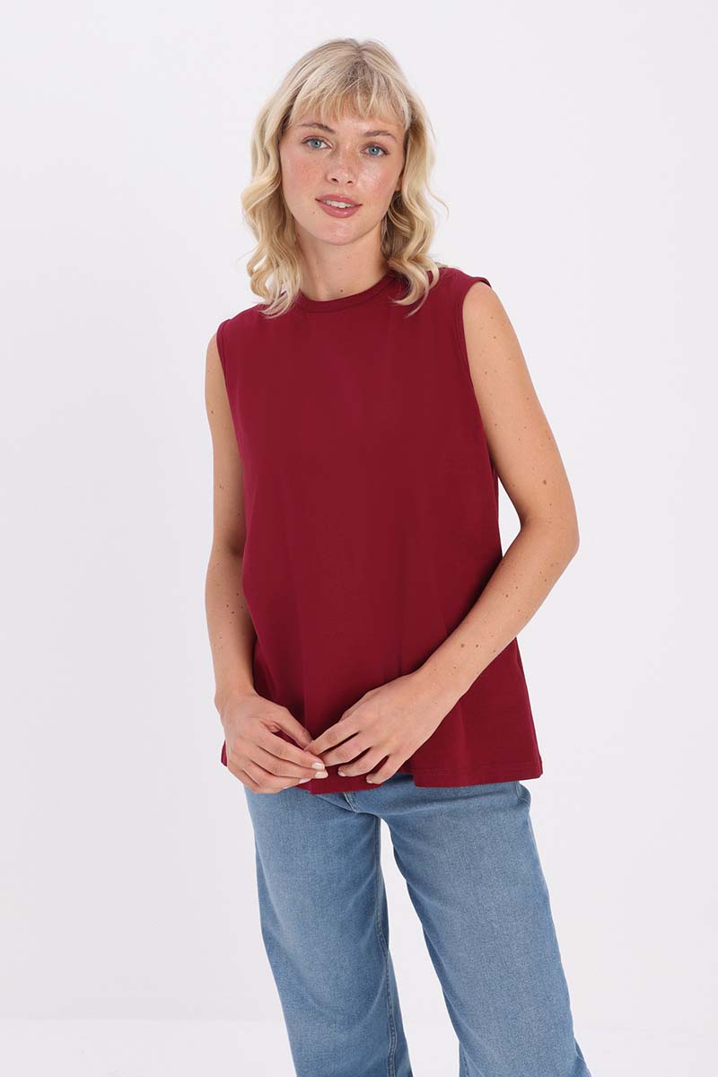 Crew Neck Sleeveless Cotton T-shirt