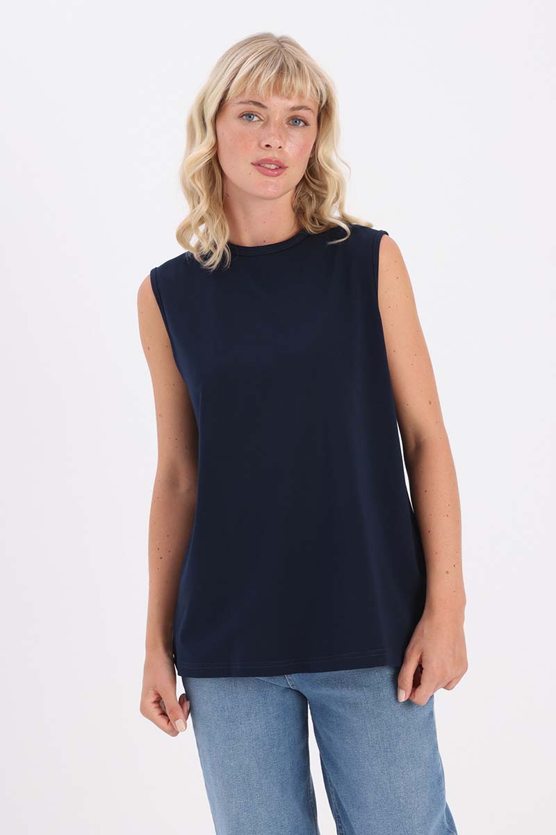 Crew Neck Sleeveless Cotton T-shirt