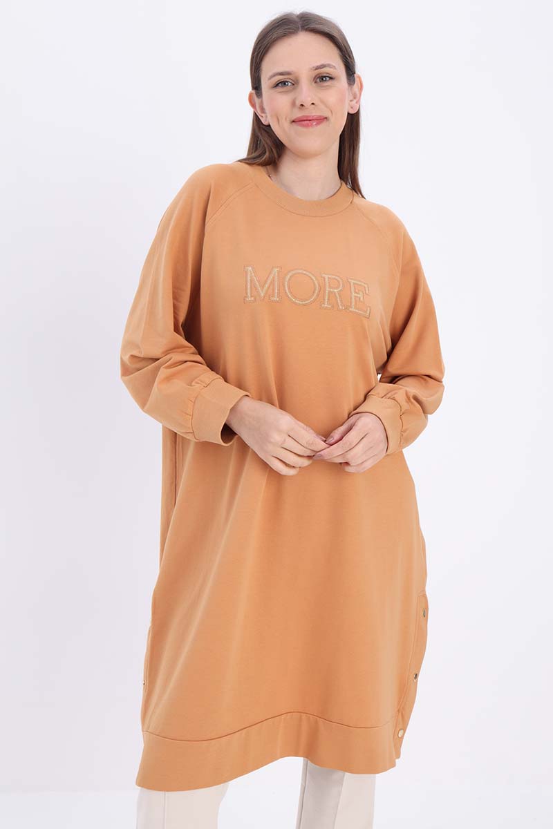 Plus Size Cotton Embroidered Sweat Tunic