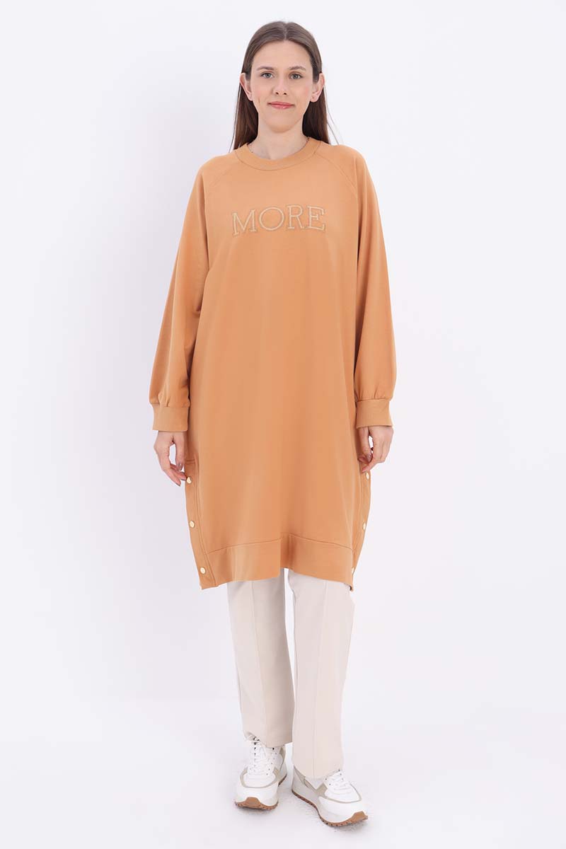 Plus Size Cotton Embroidered Sweat Tunic