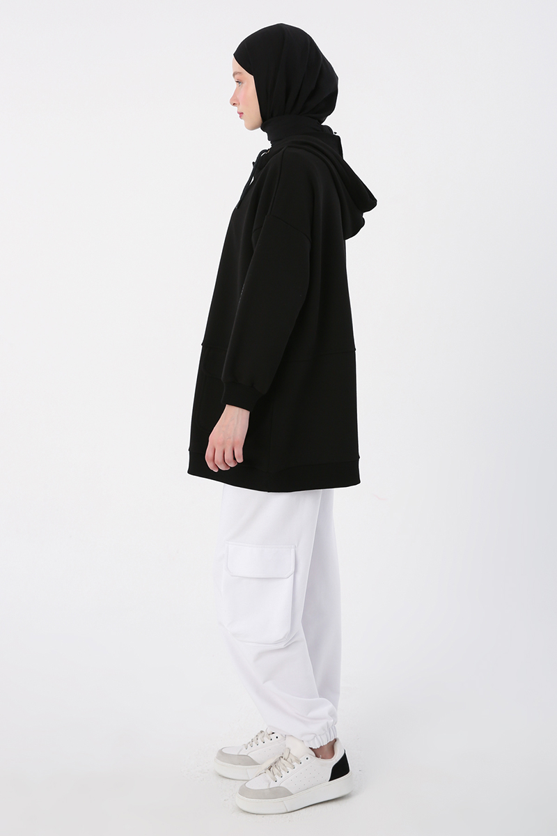 Pocket Hooded Oversize Sweat Cardigan