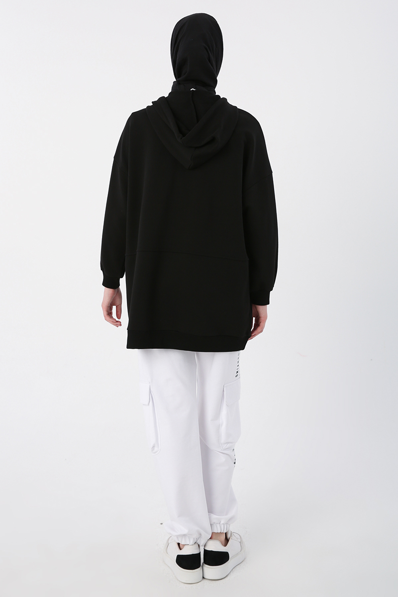 Pocket Hooded Oversize Sweat Cardigan