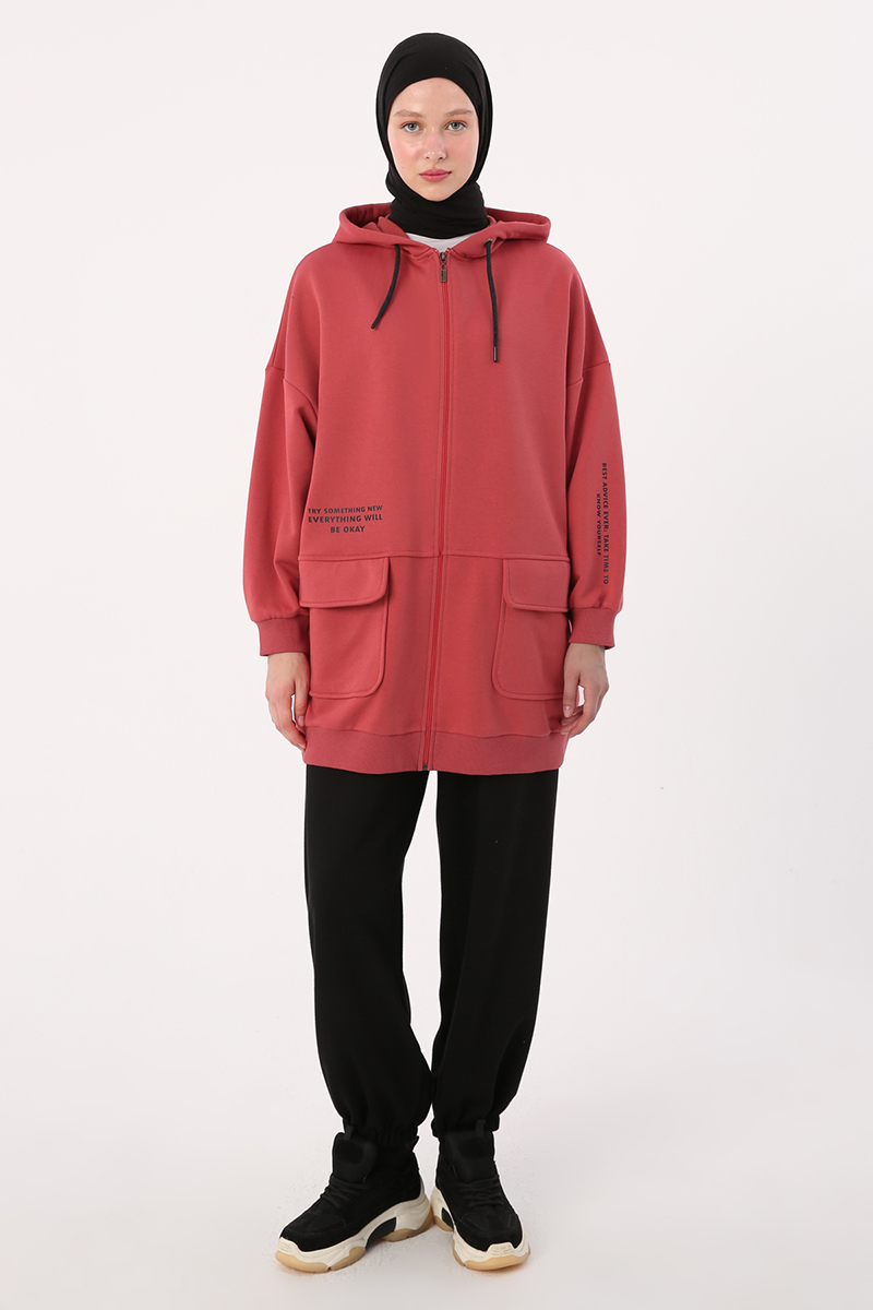 Pocket Hooded Oversize Sweat Cardigan