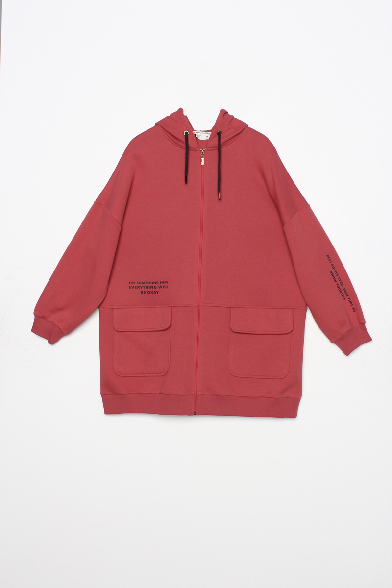 Pocket Hooded Oversize Sweat Cardigan