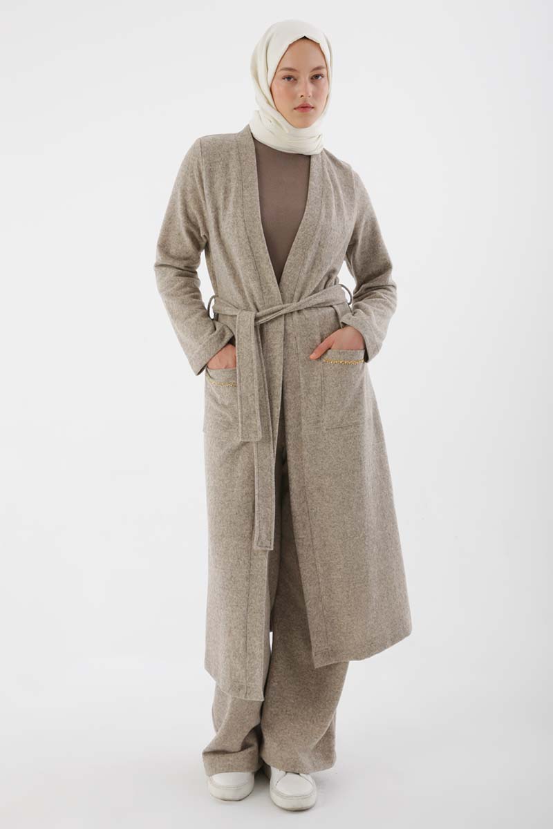 Belted Long Cardigan with Pockets