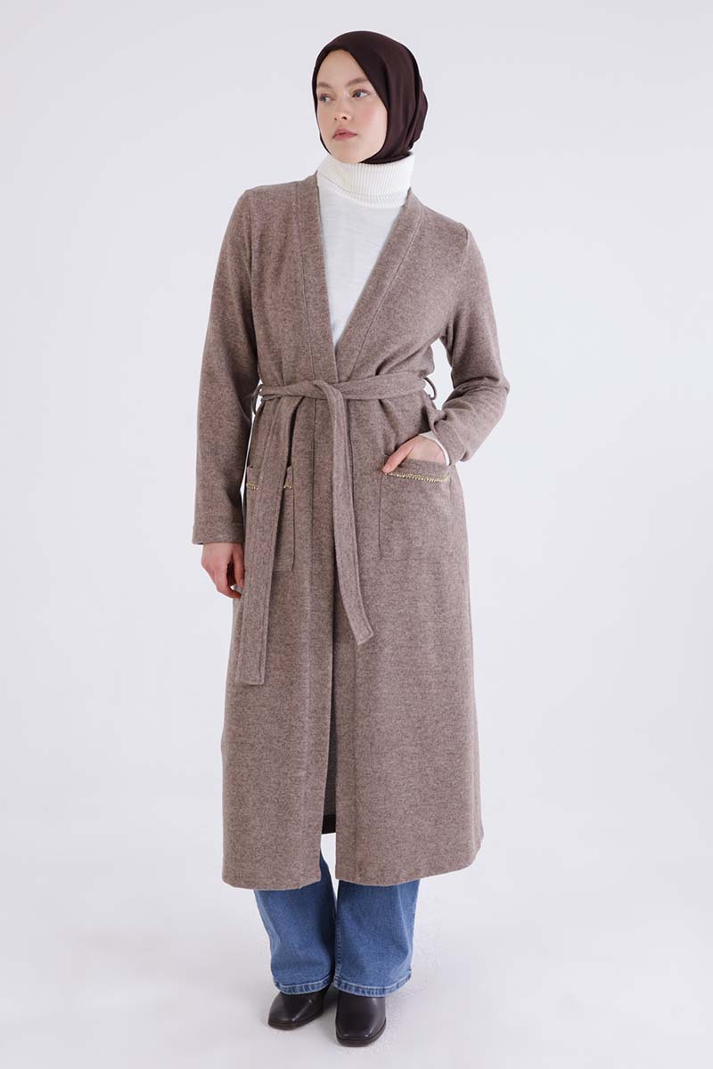 Belted Long Cardigan with Pockets