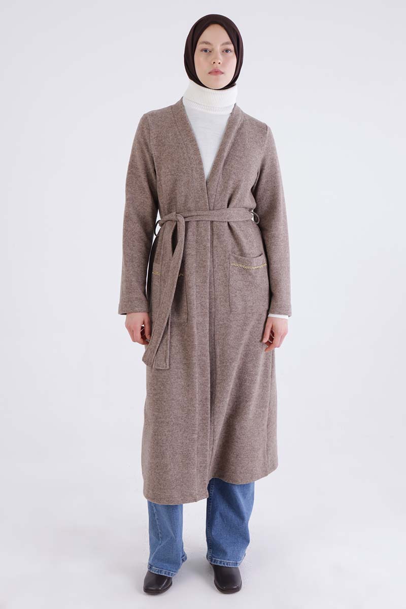 Belted Long Cardigan with Pockets