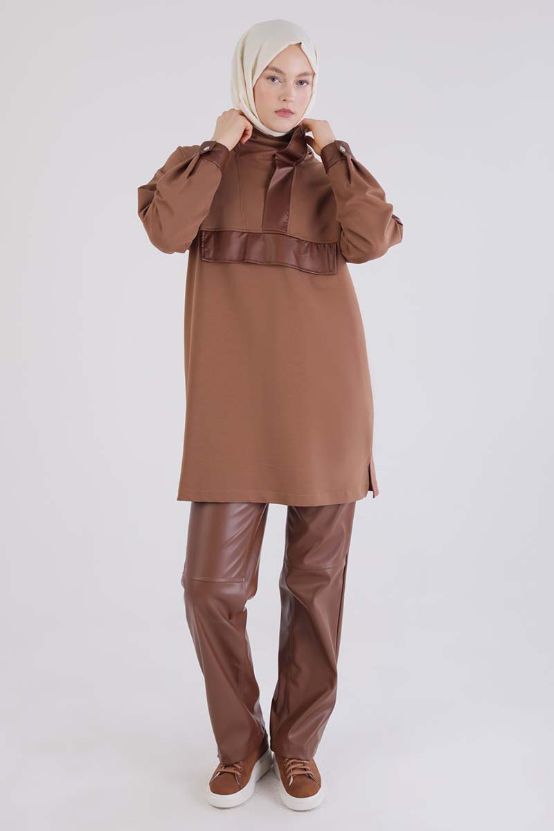 Leather Hooded Sweat Tunic