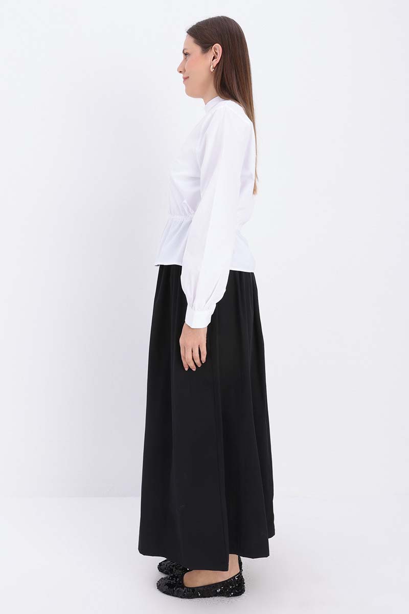 Pleated Skirt with Button Detail