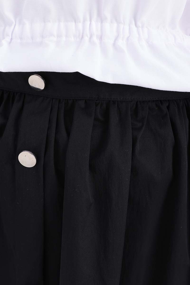 Pleated Skirt with Button Detail