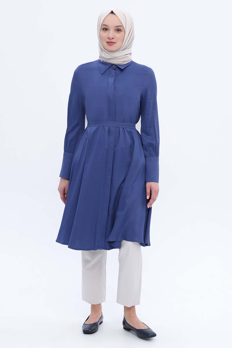 Belted Tunic with Wide Cuffs