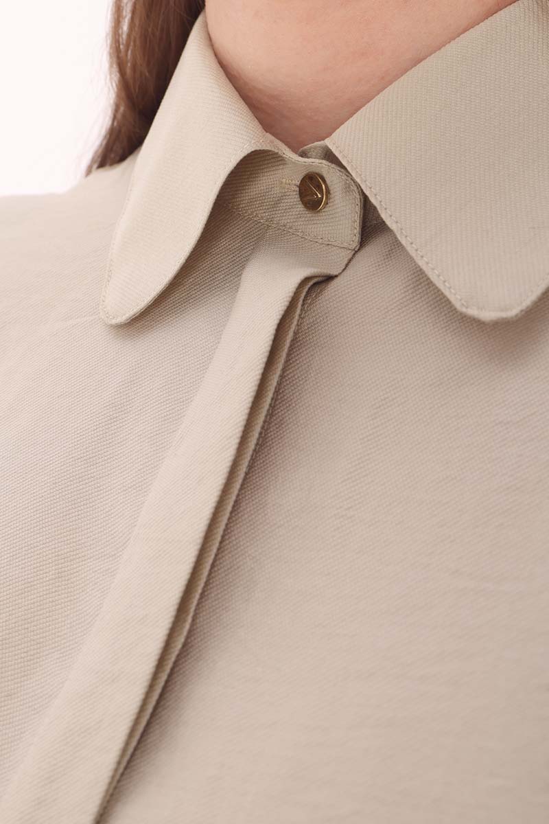 Hidden Button Tencel Shirt Tunic