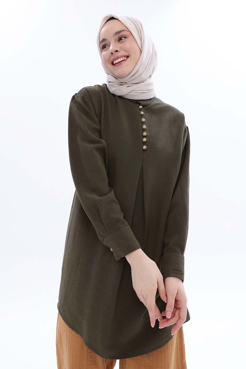 Linen Tunic With Judge Collar