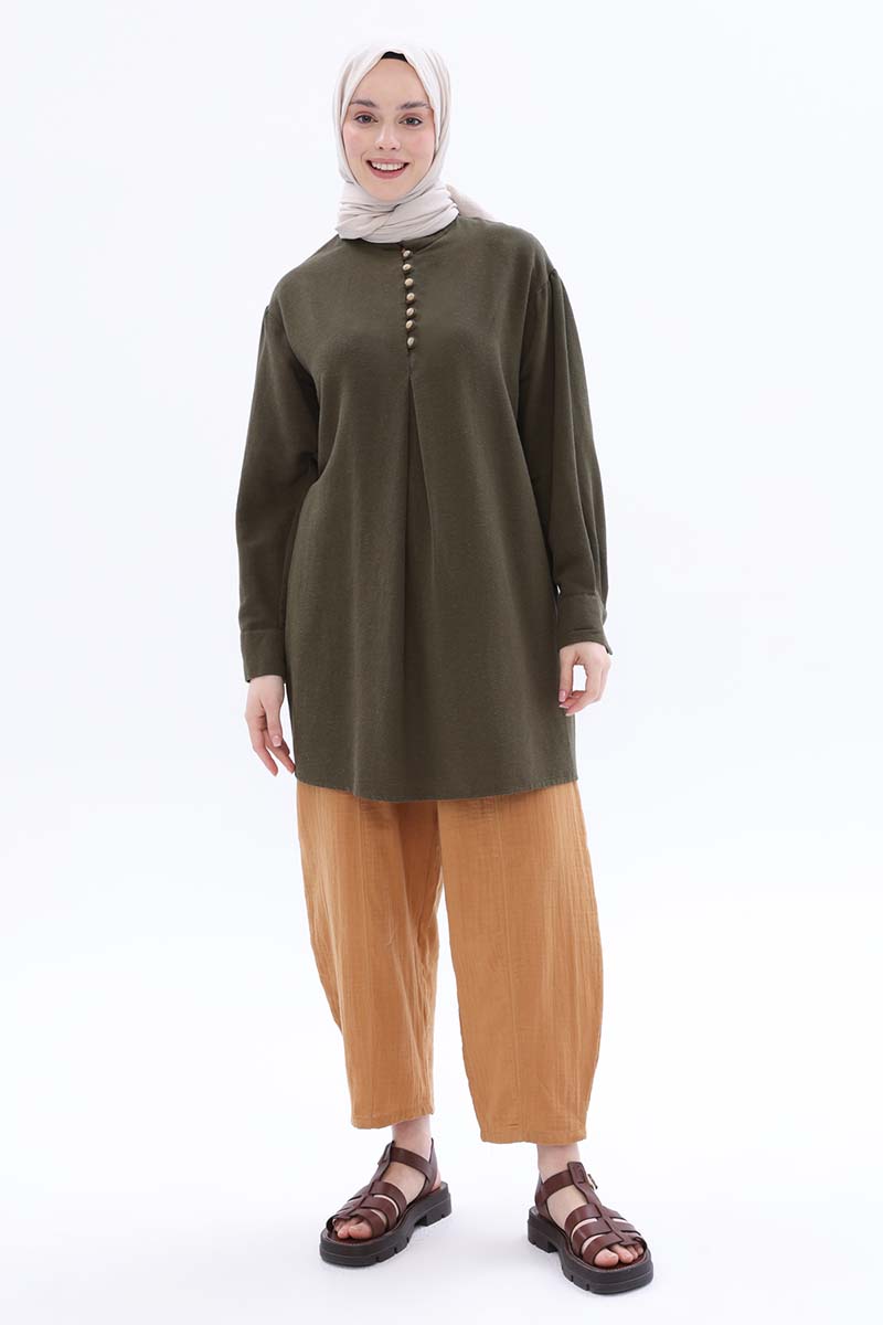 Linen Tunic With Judge Collar