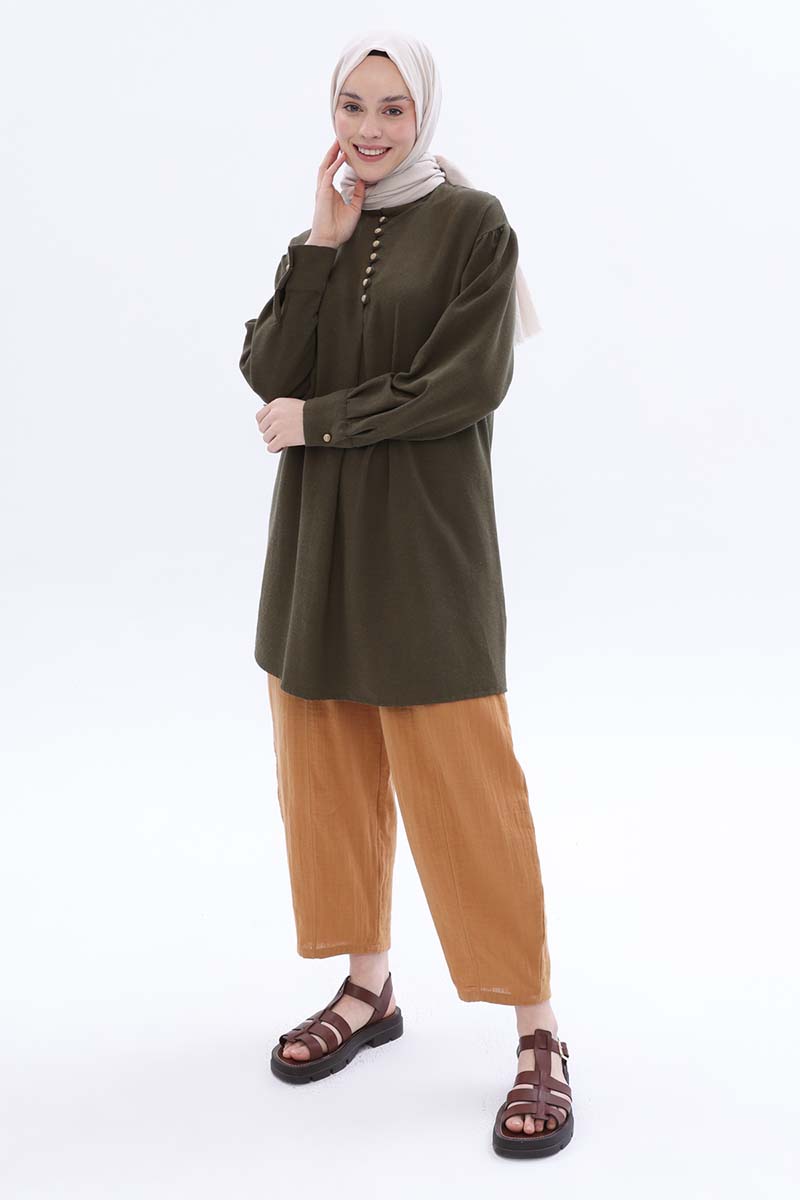 Linen Tunic With Judge Collar