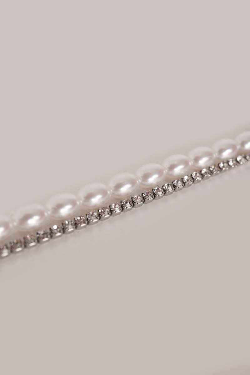 Double Steel Bracelet With Pearls