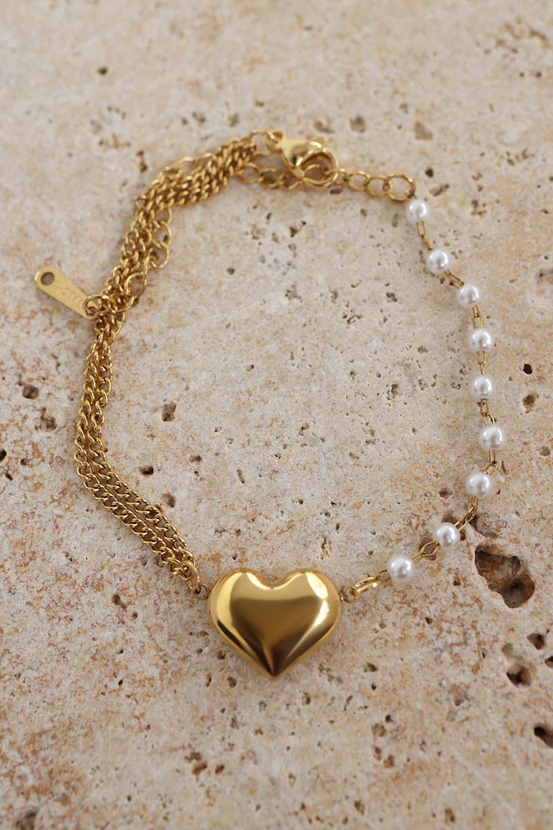 Pearl Heart Steel Bracelet