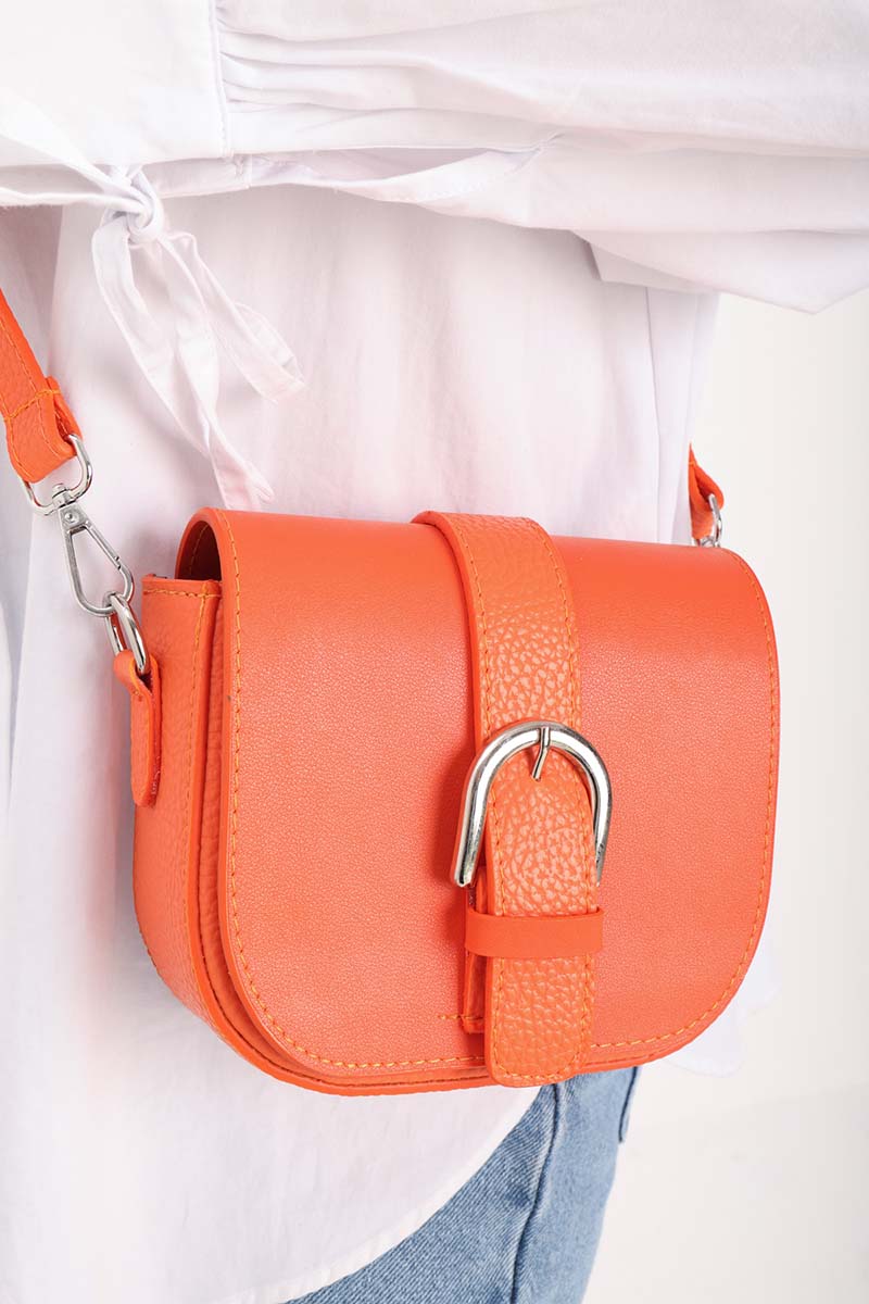 Clamshell Mini Faux Leather Bag