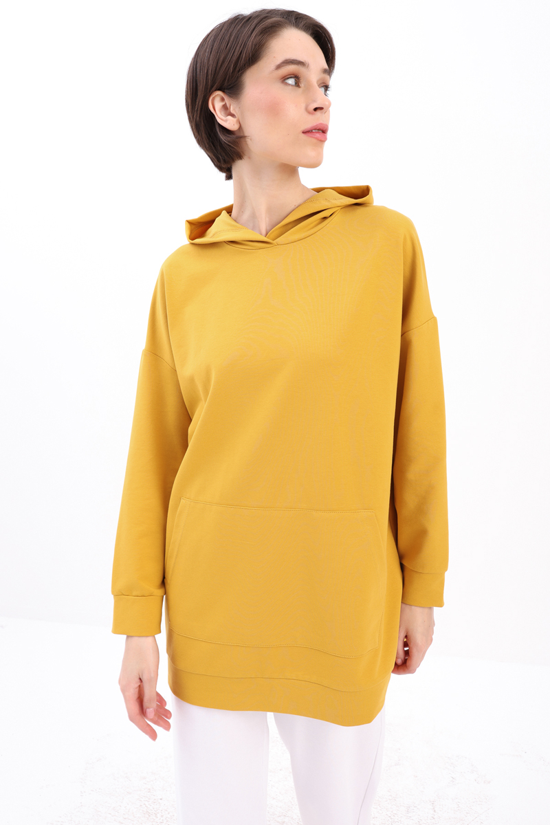 Kangaroo Pocket Hooded Sweatshirt Tunic