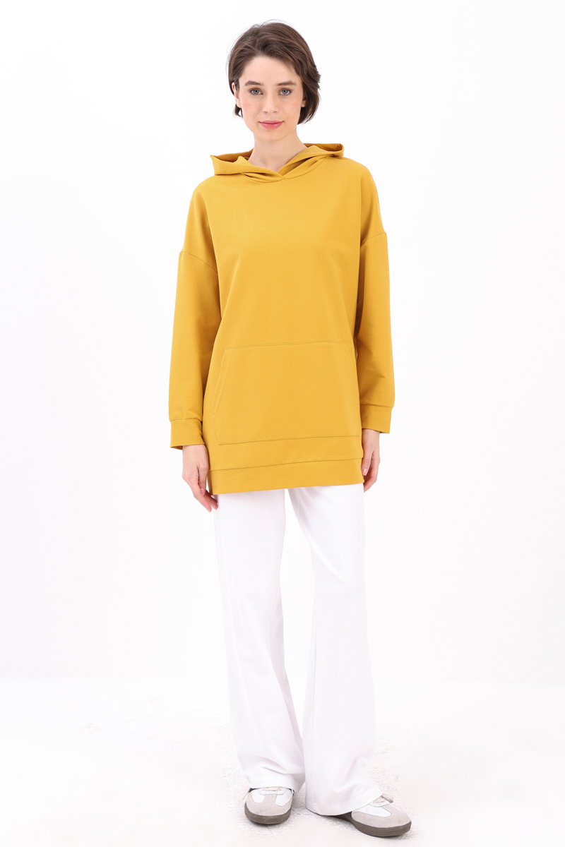 Kangaroo Pocket Hooded Sweatshirt Tunic