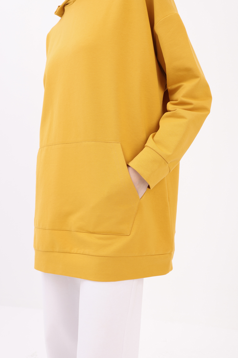 Kangaroo Pocket Hooded Sweatshirt Tunic