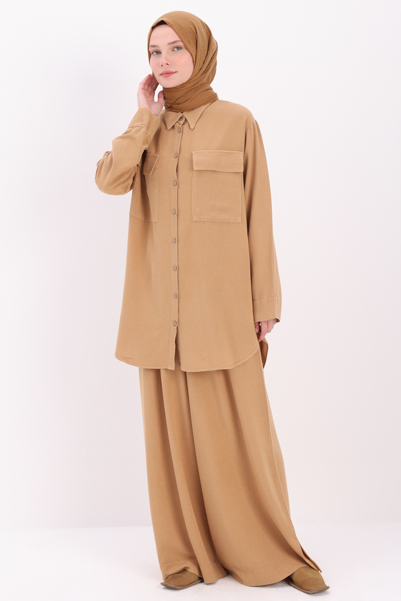 Linen Shirt and Loose Pants Set