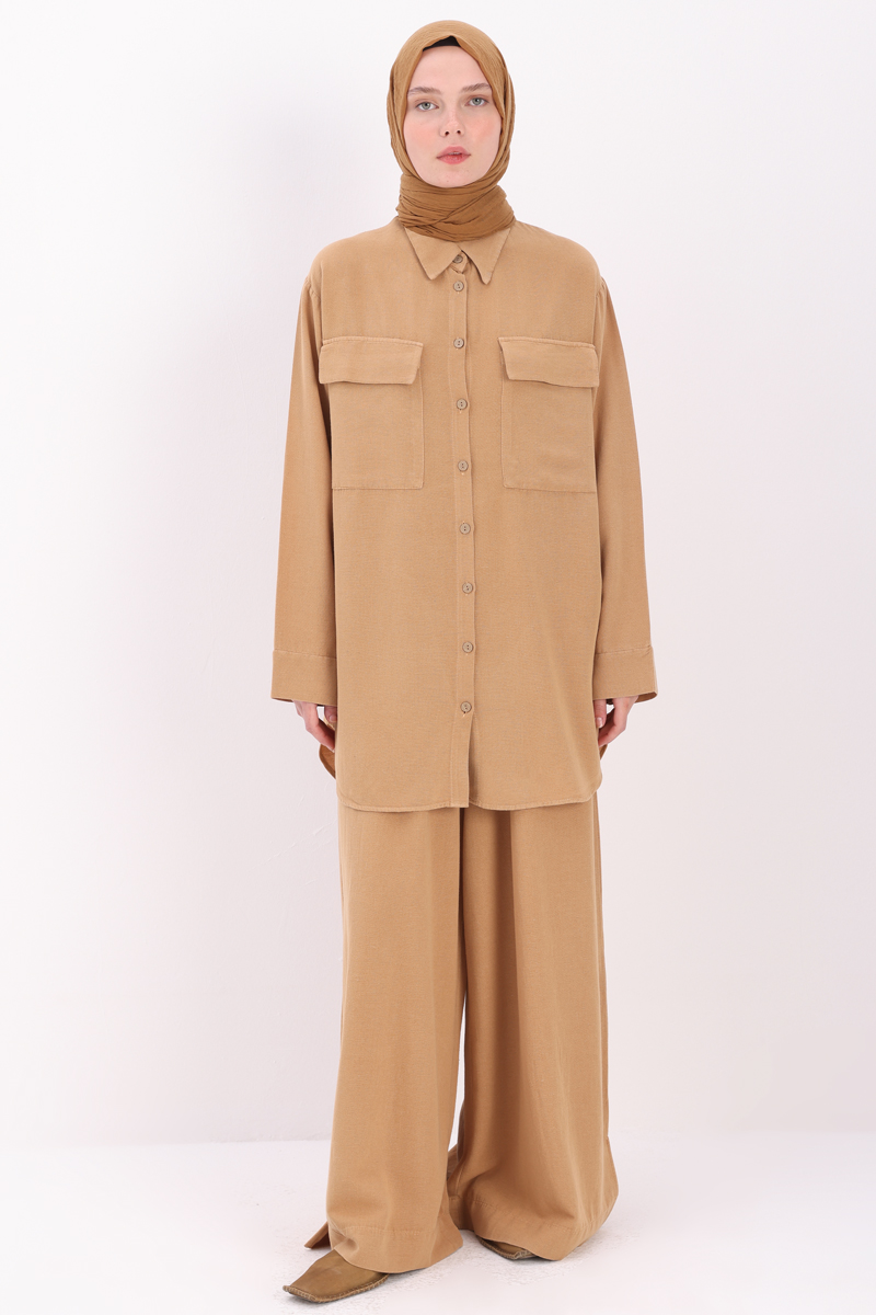 Linen Shirt and Loose Pants Set