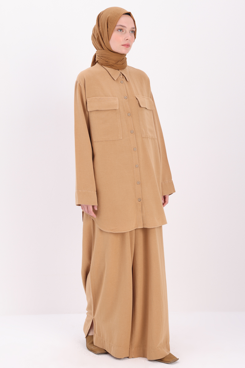 Linen Shirt and Loose Pants Set