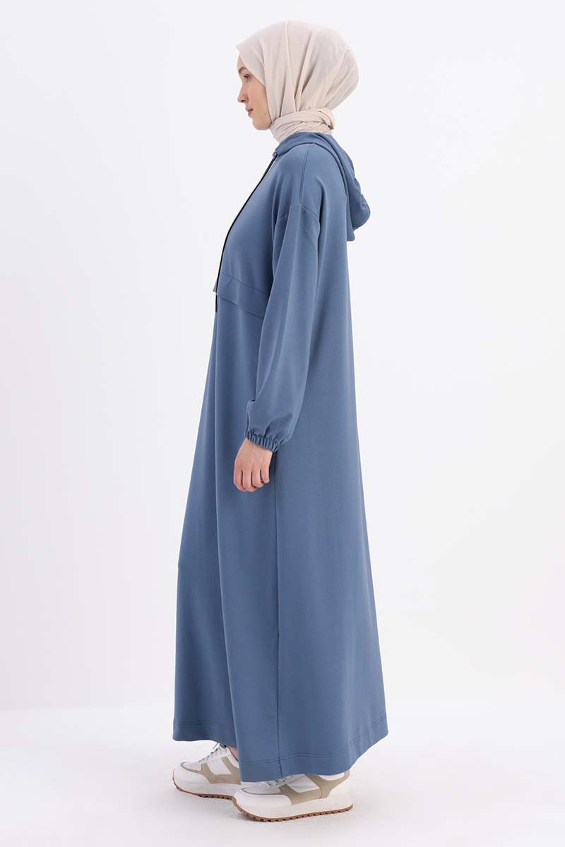 Hooded Pocket Dress with Elasticized Sleeves