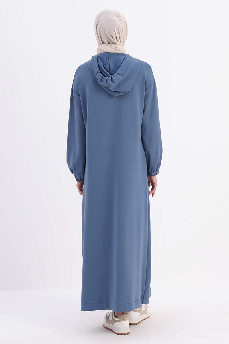 Hooded Pocket Dress with Elasticized Sleeves