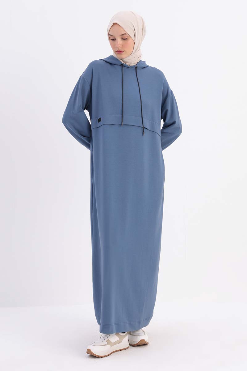 Hooded Pocket Dress with Elasticized Sleeves