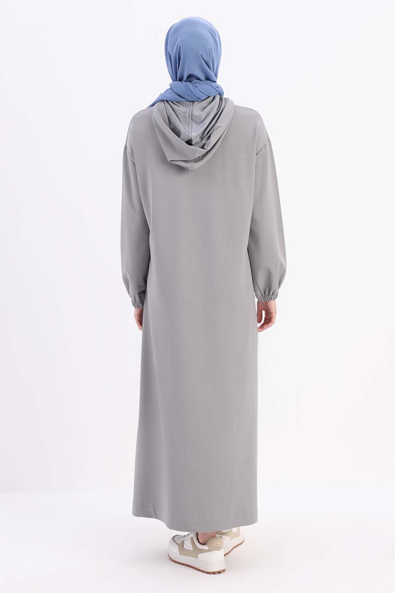 Hooded Pocket Dress with Elasticized Sleeves