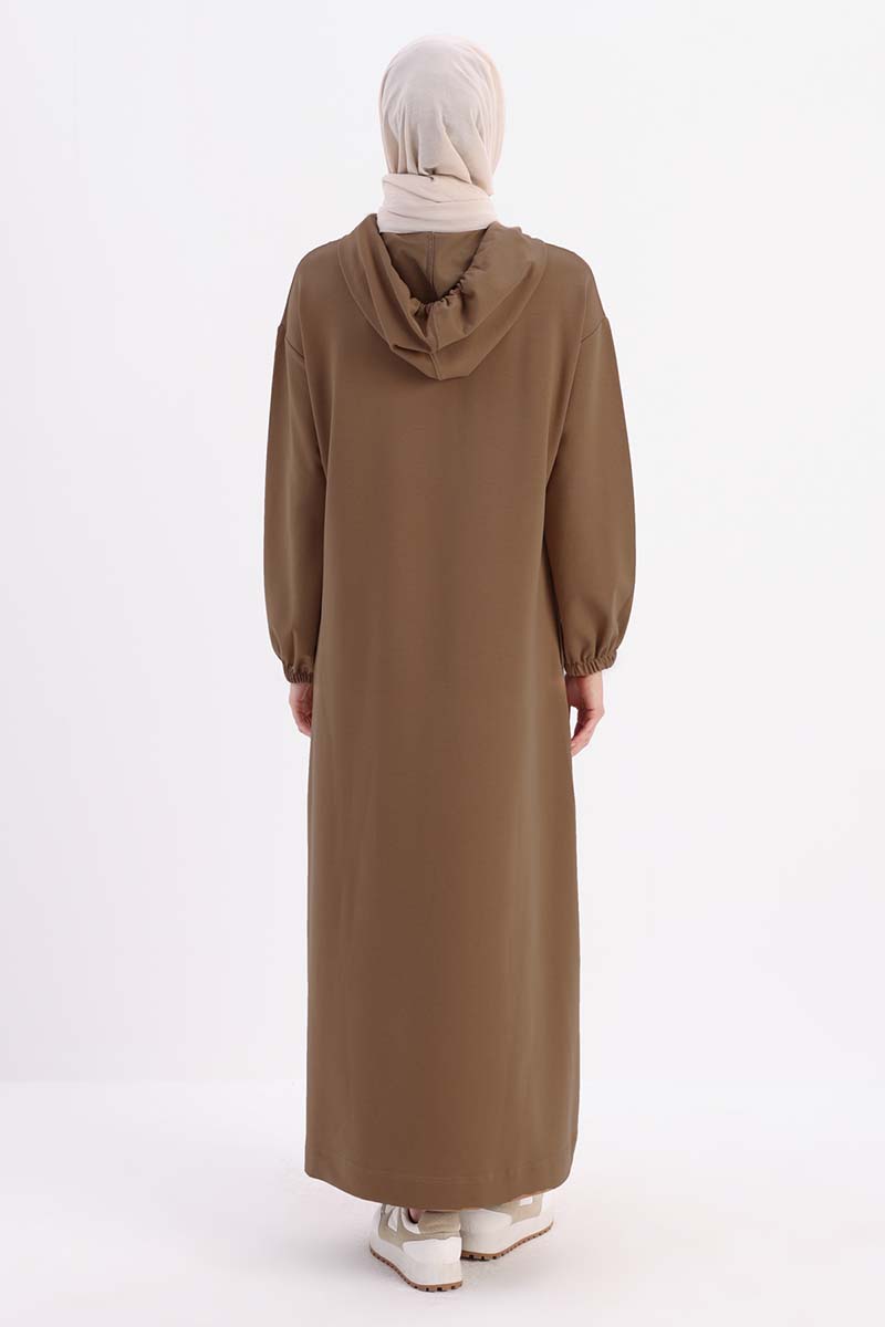 Hooded Pocket Dress with Elasticized Sleeves