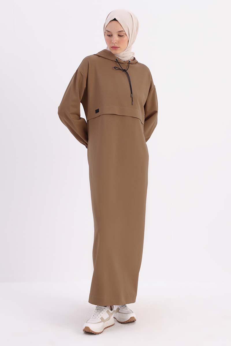 Hooded Pocket Dress with Elasticized Sleeves