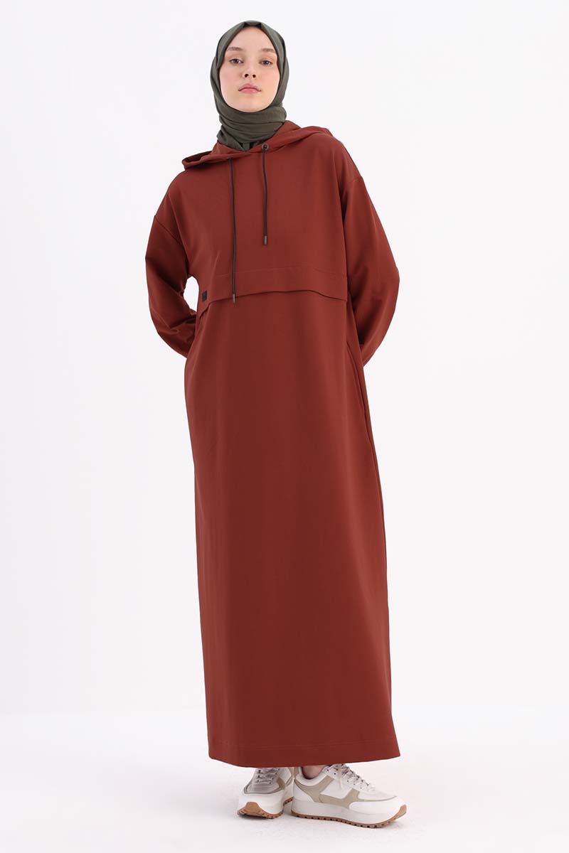 Hooded Pocket Dress with Elasticized Sleeves