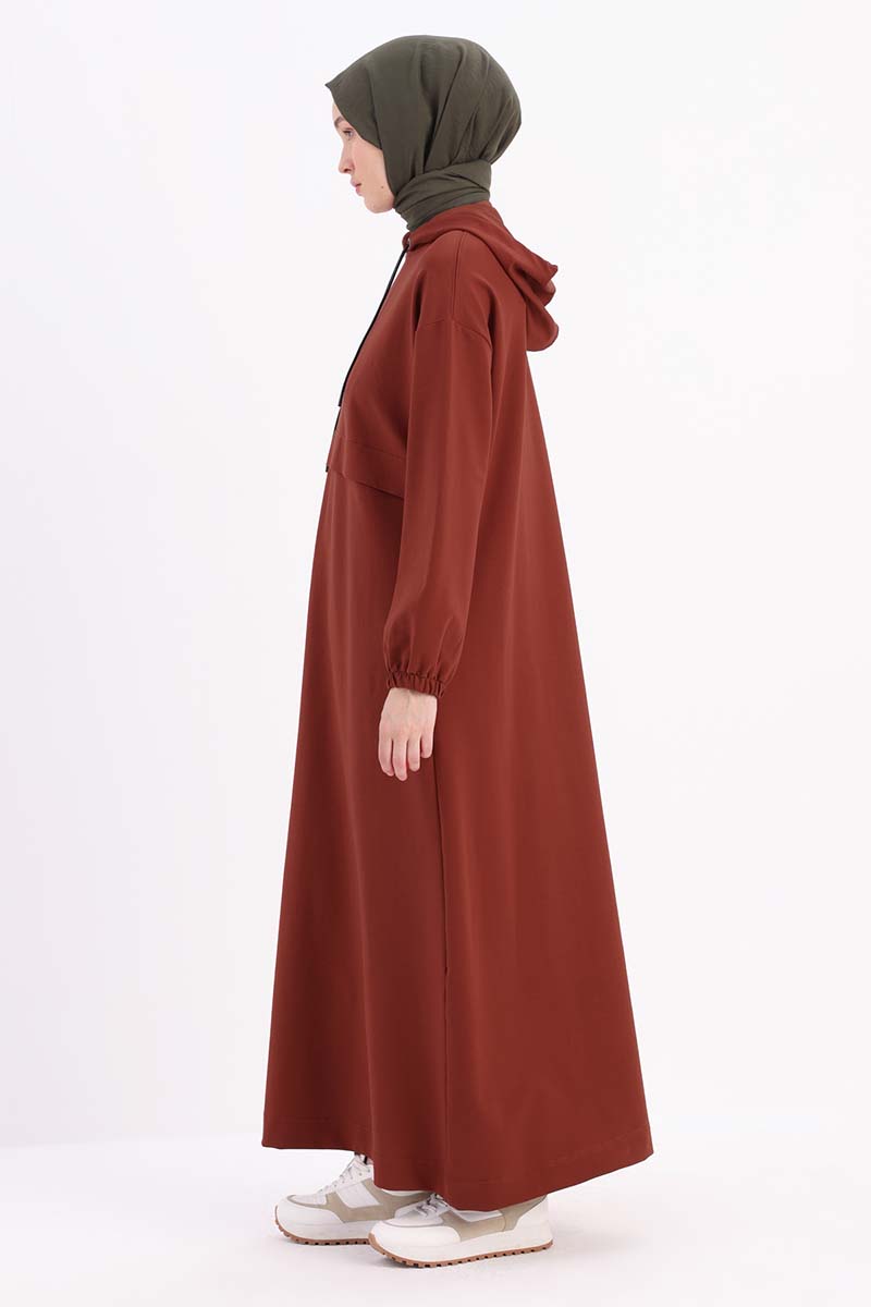 Hooded Pocket Dress with Elasticized Sleeves