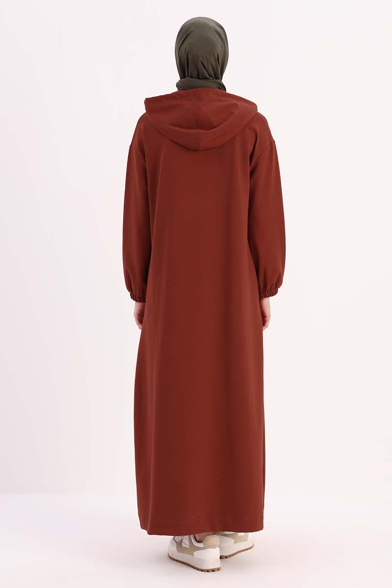 Hooded Pocket Dress with Elasticized Sleeves