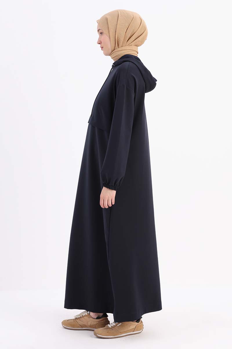 Hooded Pocket Dress with Elasticized Sleeves