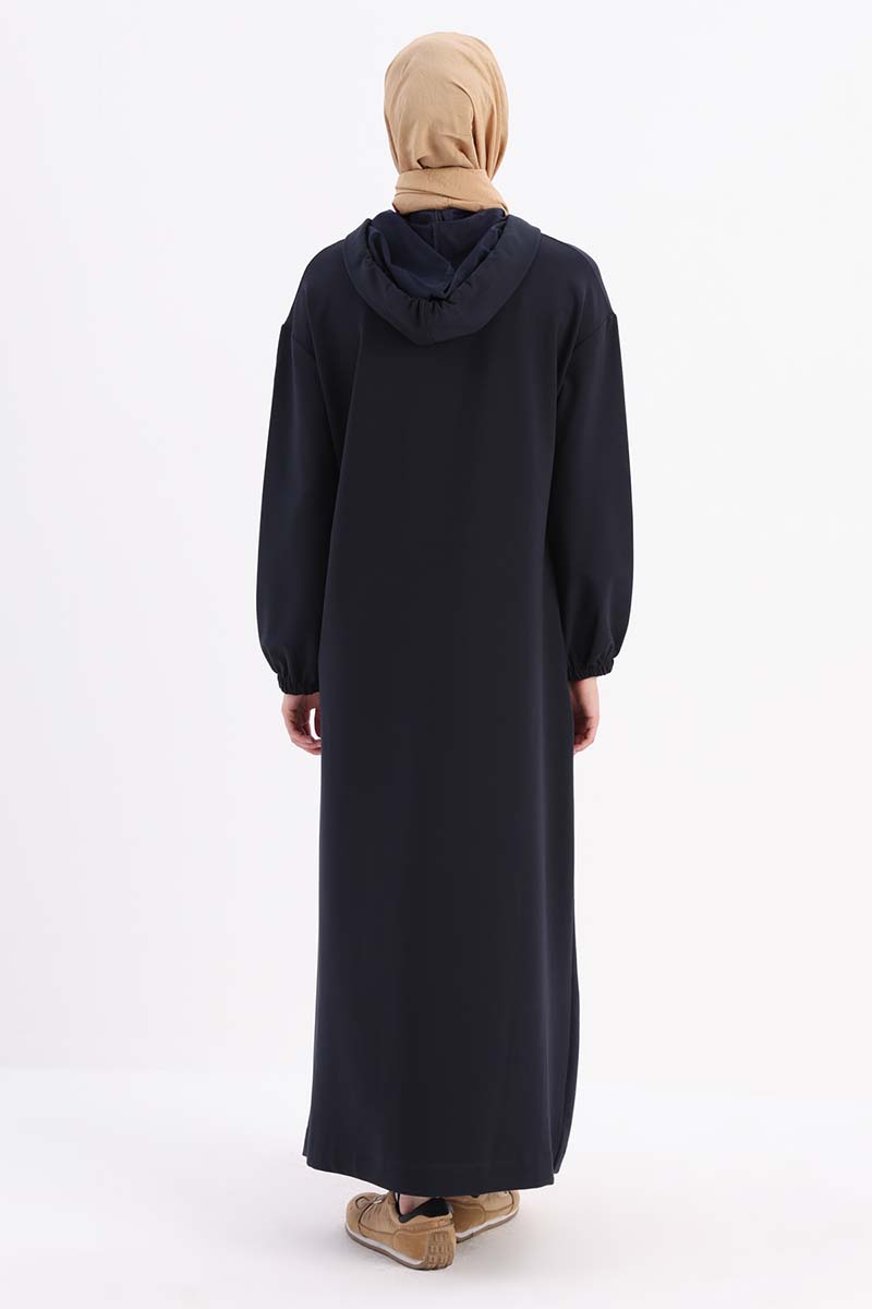 Hooded Pocket Dress with Elasticized Sleeves