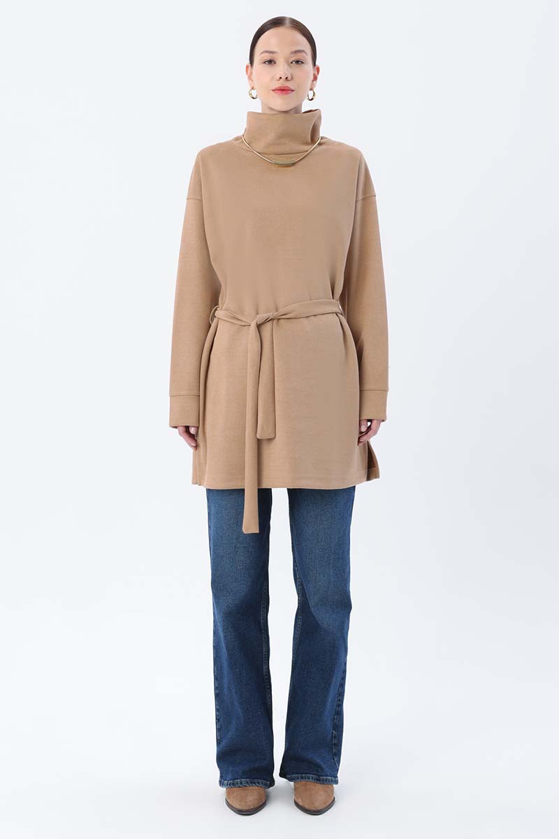 Belted Turtleneck Tunic