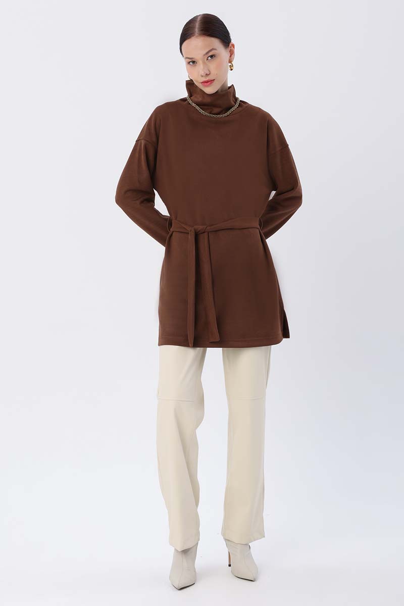 Belted Turtleneck Tunic