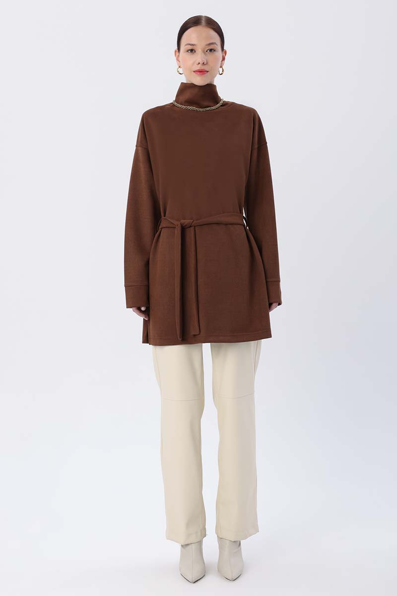 Belted Turtleneck Tunic