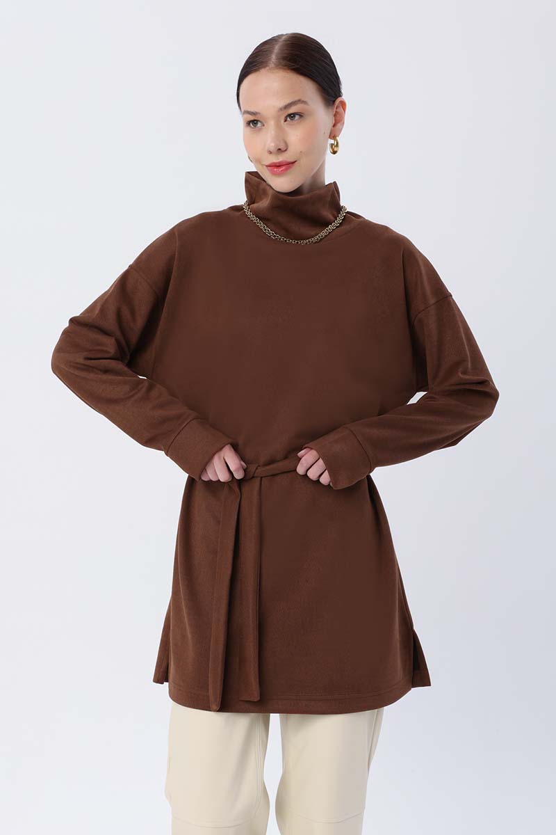 Belted Turtleneck Tunic