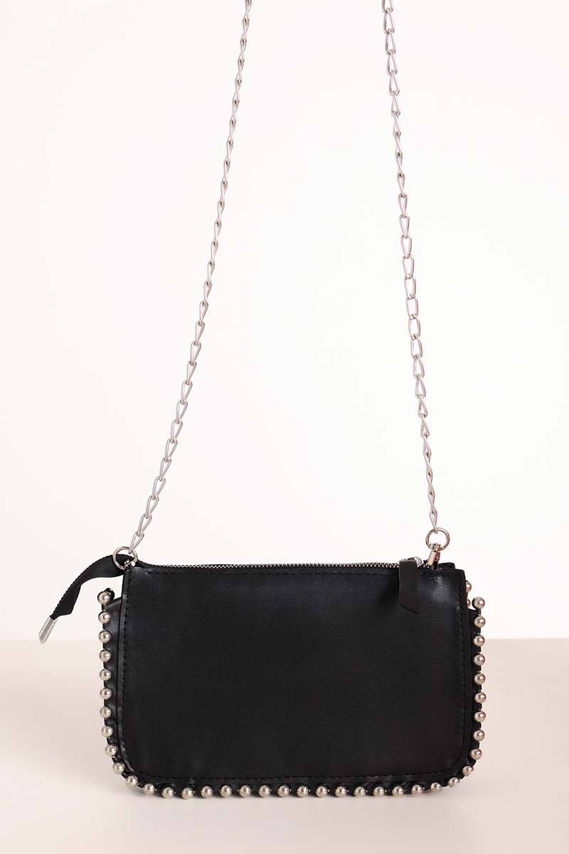 Metal Beaded Multi-Compartment Hand and Shoulder Bag