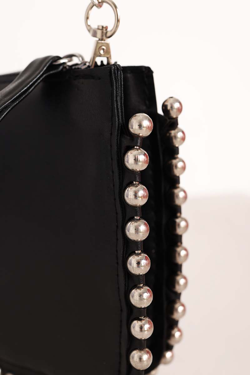 Metal Beaded Multi-Compartment Hand and Shoulder Bag