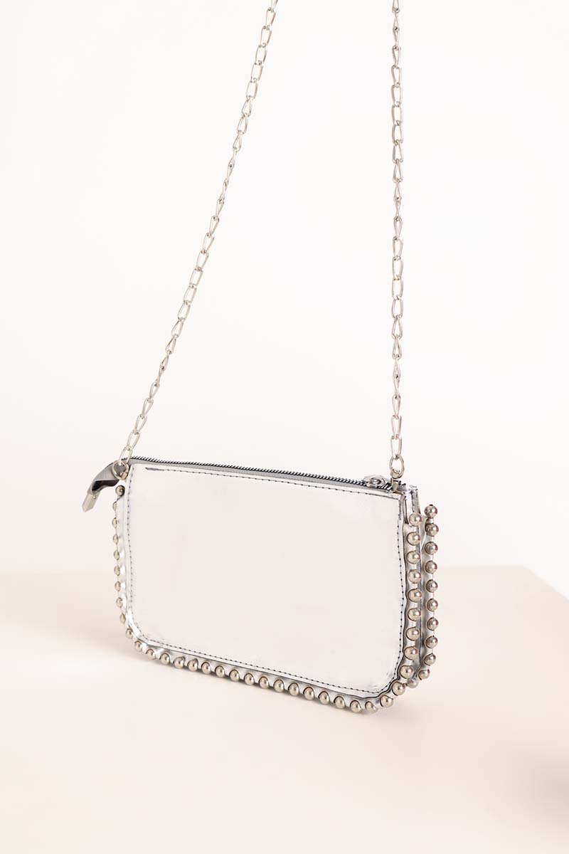 Metal Beaded Multi-Compartment Hand and Shoulder Bag